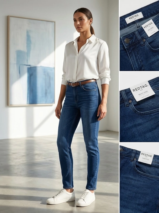 Ayollar jinsi shimi, ko‘k, toraytirilgan, slim fit, klassik jinsi - 