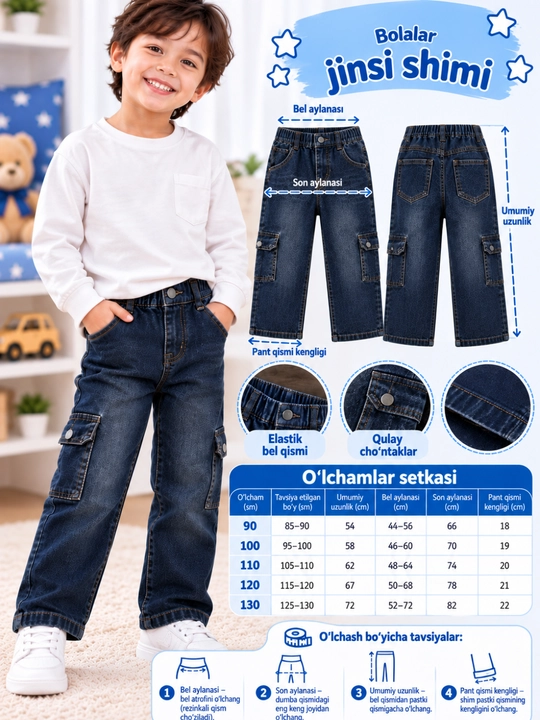 Bolalar jinsi shimi, qizlar jinsi, o‘g‘il bolalar jinsi, jinsi shim, cargo shim