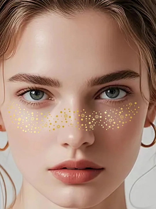 Yaltiroq sepkillar, yuz uchun golografik stikerlar, 6 dizayn Face Gems