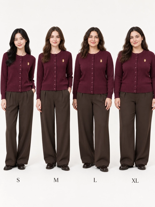 Ayollar va qizlar uchun tugmali to‘qima kardigan, erkin bichim, S–XL