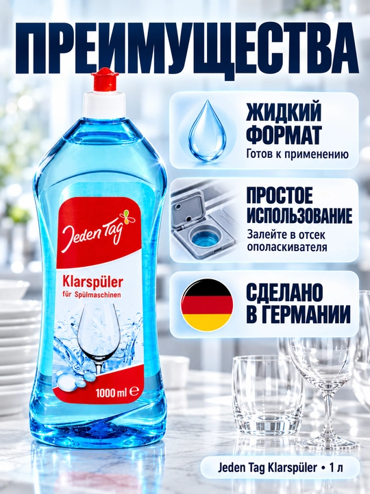 Ополаскиватель для посудомоечной машины Klarspüler Jeden Tag, 1 л