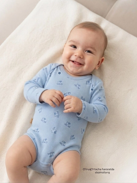 Боди детское длинный рукав I Love Mum & Dad, 100% органический хлопок, боди-комбинезон для новорожденных - 