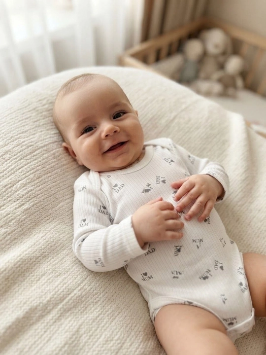 Боди детское длинный рукав I Love Mum & Dad, 100% органический хлопок, боди-комбинезон для новорожденных - 