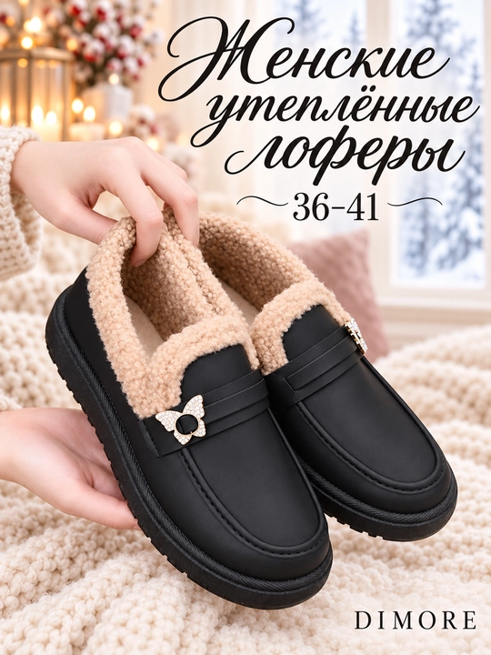 Лоферы женские, утеплённые, DIMORE WarmBloom, зимняя женская обувь с мехом, 36-41 - 