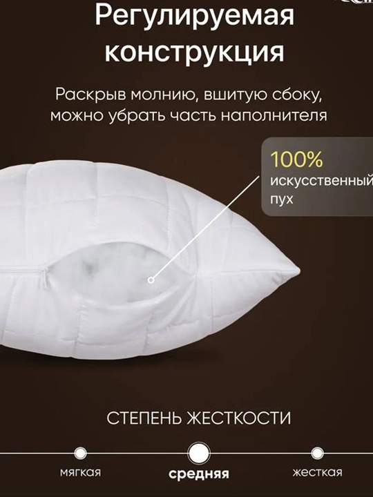 Подушка для сна гипоаллергенная, антибактериальная, стирающаяся, дышашая, мягкая, 2 шт