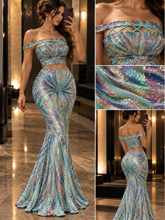 «Mermaid Shine» poyetkali kechki komplekt - 