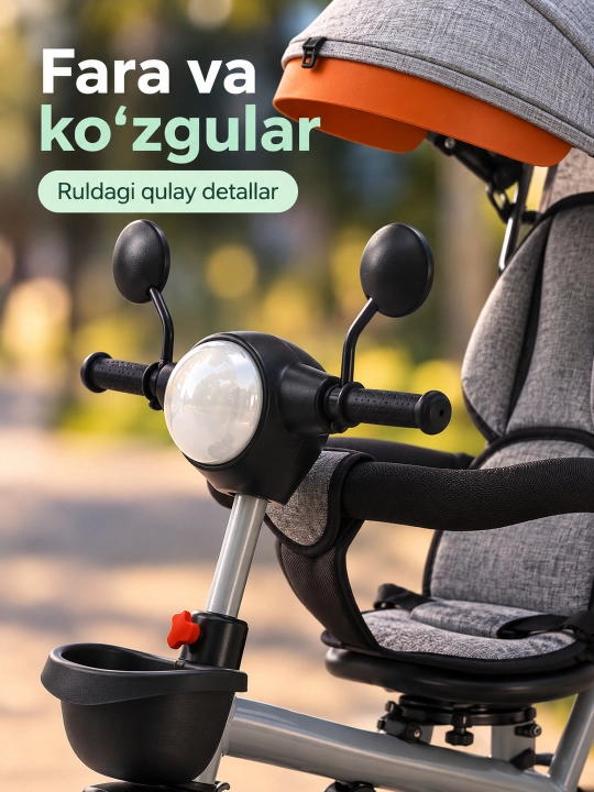 Ota-ona dastasi va soyabonli bolalar uch g'ildirakli velosiped-aravachasi