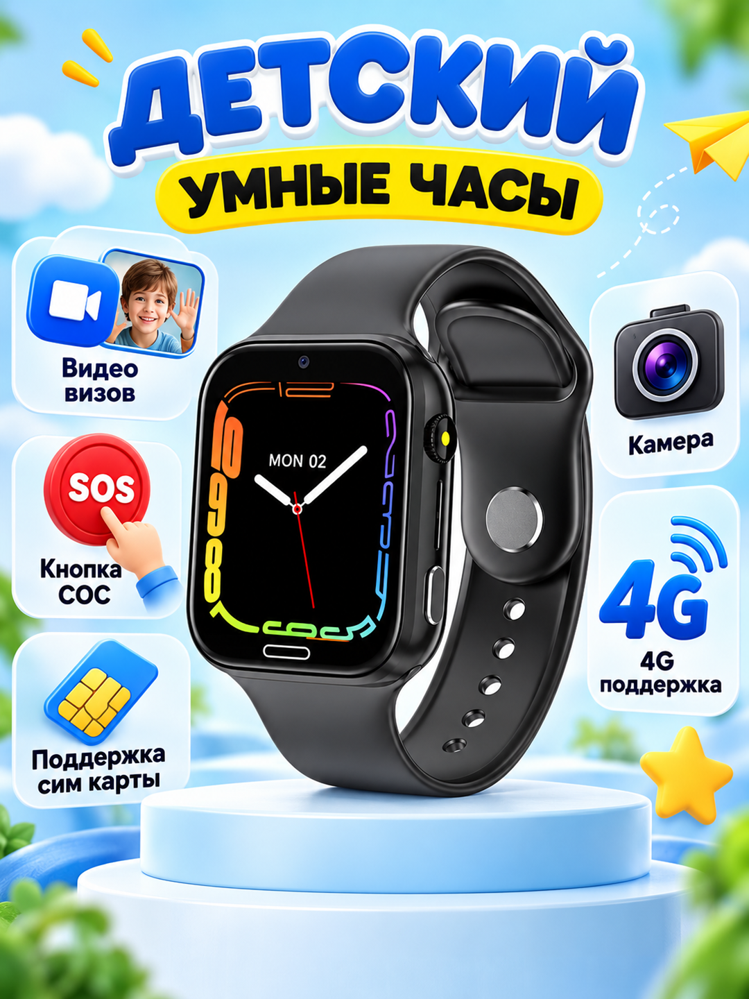 Детские смарт часы работают на SIM карте - 