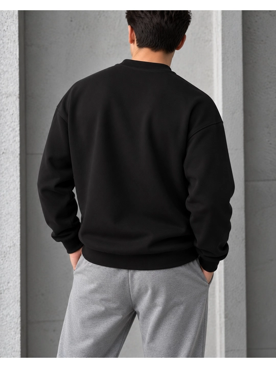 Erkaklar uchun oversize dumaloq yoqali svitshot, qalin futer 340 g, kuz-qish uchun