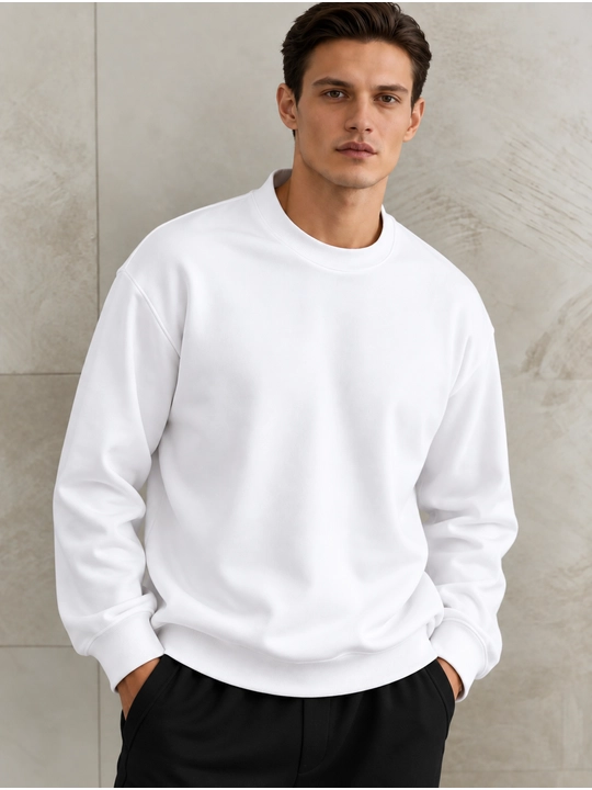 Erkaklar uchun oversize dumaloq yoqali svitshot, qalin futer 340 g, kuz-qish uchun