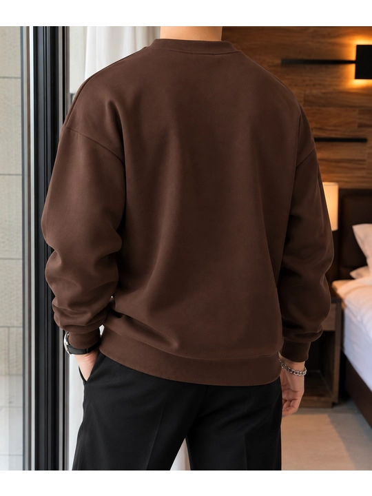 Erkaklar uchun oversize dumaloq yoqali svitshot, qalin futer 340 g, kuz-qish uchun