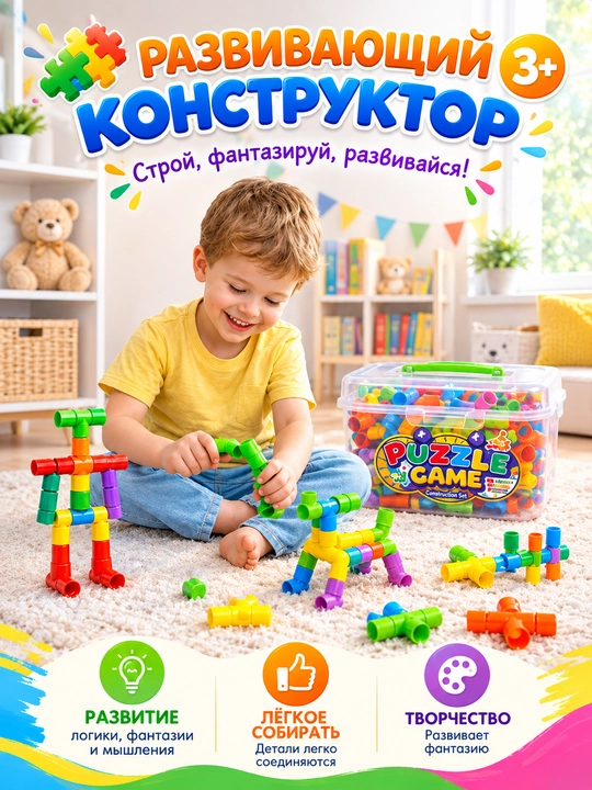Rivojlantiruvchi konstruktor — rangli ulanuvchi detallar, 2 xil qadoqlash