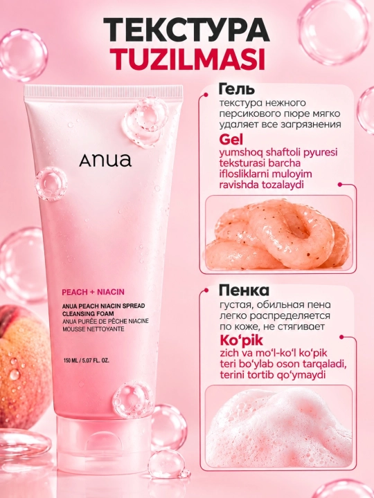 Anua Pore Deep Cleansing Foam  отшелушивающая пенка-скраб с PDRN и гиалуроновой кислотой