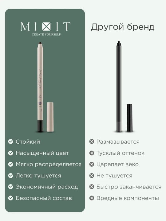 MIXIT ko‘z uchun chidamli kayal-qalami, qora va jigarrang, 0,48 g