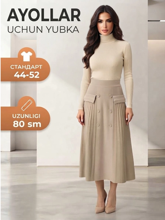 Ayollar yubkasi va qizlar yubkasi vyazka mato 44–52 standart razmer qishki yubka