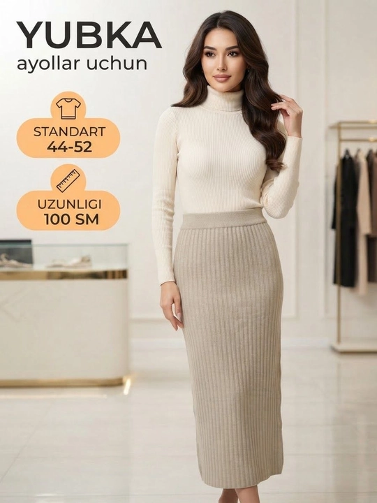 Ayollar yubkasi va qizlar yubkasi vyazka mato 44–52 standart razmer qishki yubka - 
