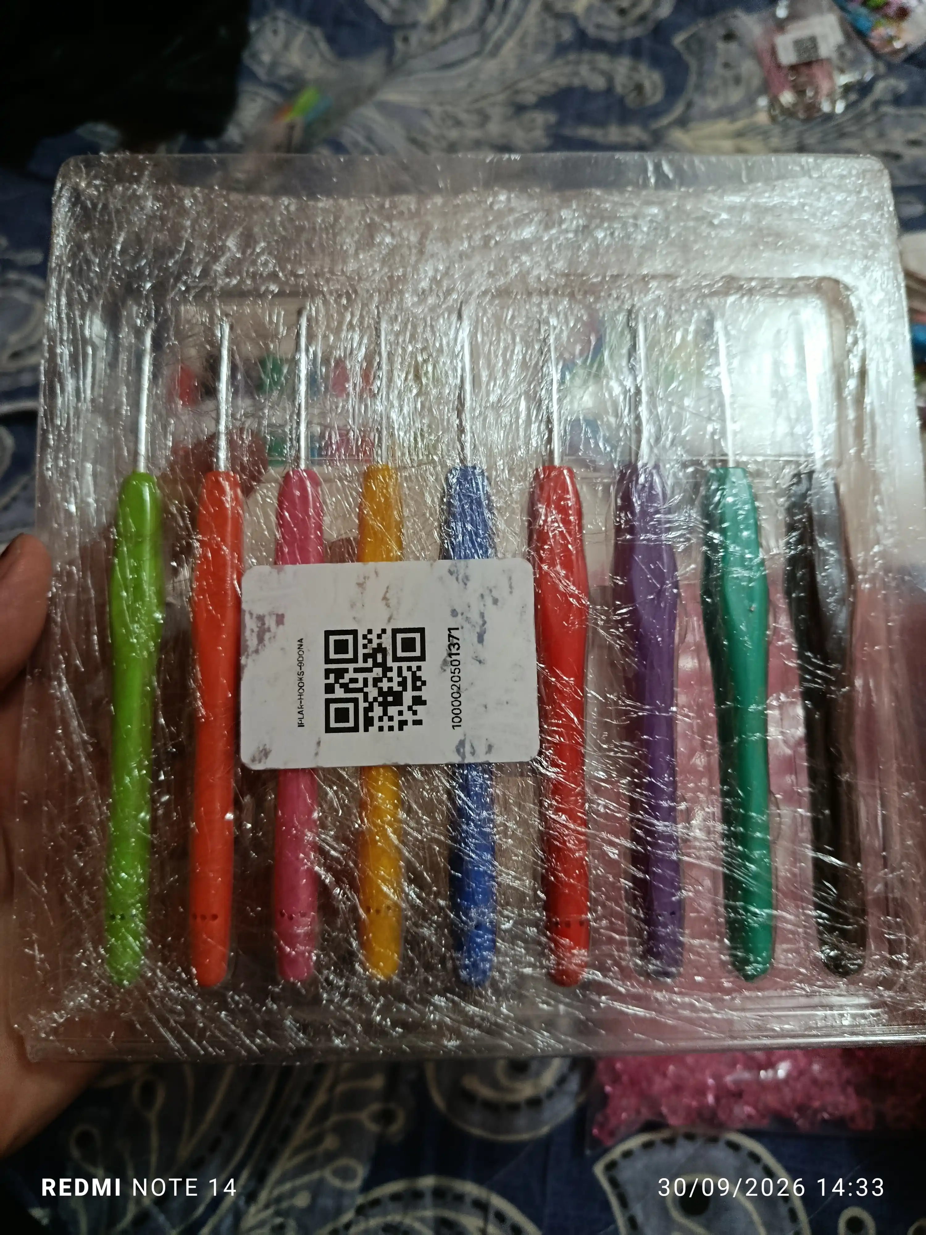 To‘qish uchun ilgak, rezina dastali to‘plam, 9 dona