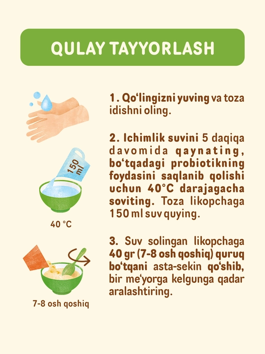 Nestlé sutli nok va banan qo'shilgan suli bo'tqasi, 6 oydan boshlab, 200 g BL probiotiki bilan