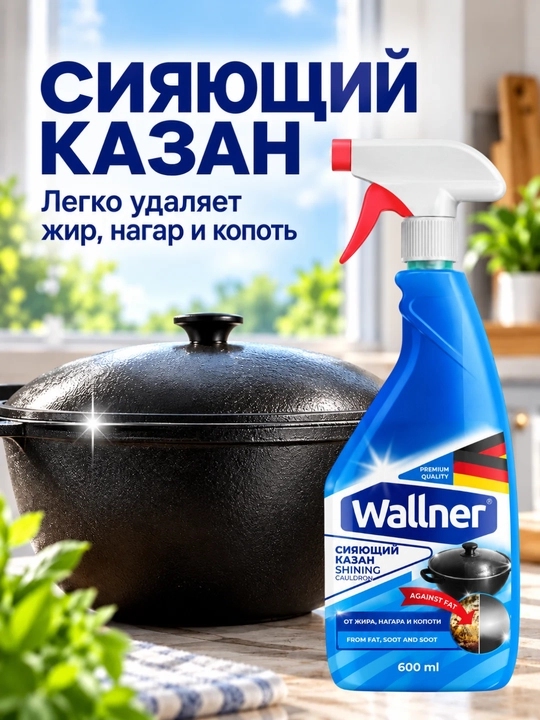 Wallner “Yaltiragan qozon” – yog', kuygan qatlam va tutunga qarshi vosita, 600 ml - 
