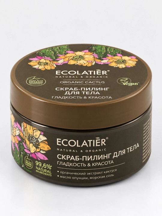 Скраб-пилинг для тела ECOLATIER, отшелушивающий, очищающий, для гладкости кожи, 300 г