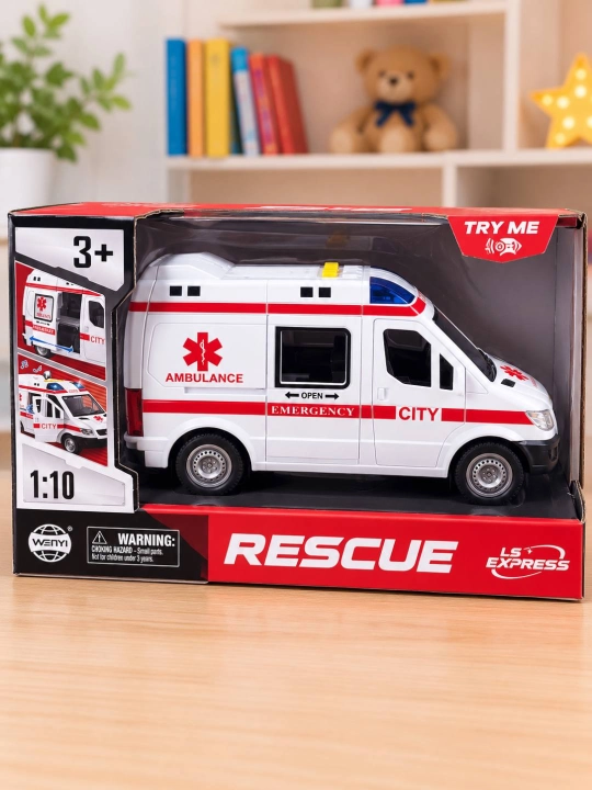 O‘yinchoq tez yordam mashinasi – Ambulance, chiroqli va ovozli - 