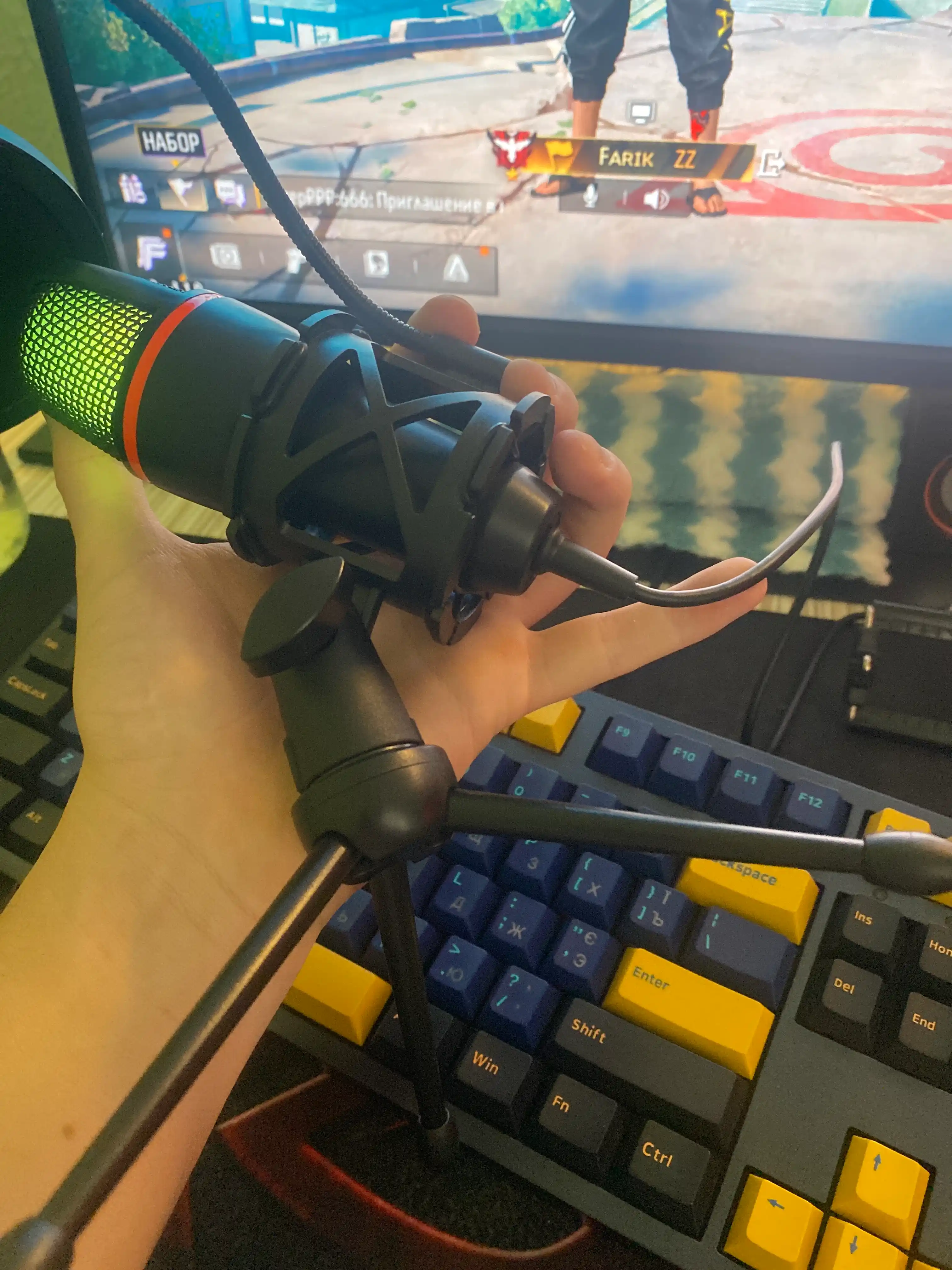 Микрофон игровой для компьютера, USB микрофон с RGB подсветкой, проводной, конденсаторный