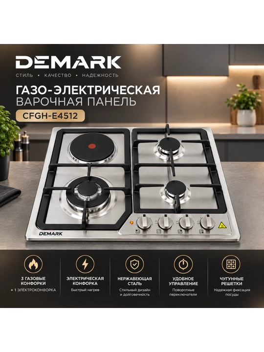 DEMARK CFGH-E4512 gaz-elektr plitasi - 
