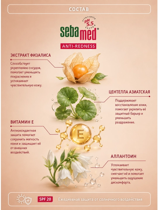 Крем дневной Sebamed Anti-Redness Light Day Care SPF 20 против покраснений