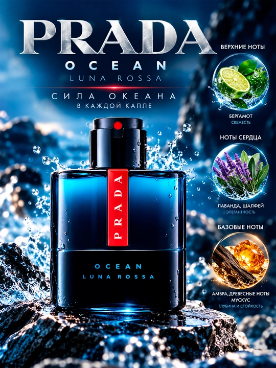 Prada Luna Rossa Ocean erkaklar uchun Xushbo'ylangan suv