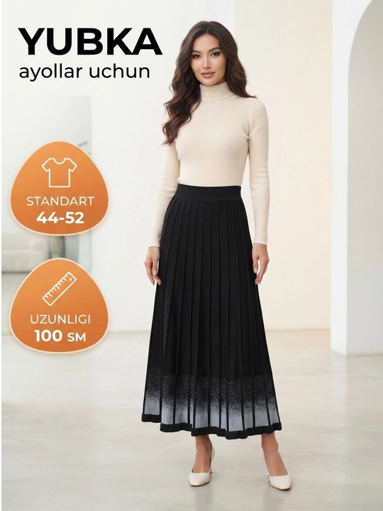 Trikotaj matodan kuzgi-qishki ayollar yubkasi 44–52 standart o‘lchamdagi qizlar yubkasi