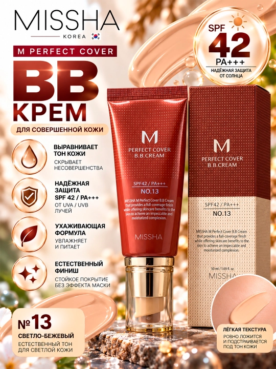 MISSHA-M PERFECT Yuz uchun BB krem SPF42/PA+++ №13 50ml - 