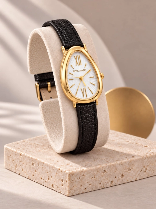 Женские часы, девушек, наручные часы, с кварцевым механизмом, BVLGARI, с кожаным ремешком