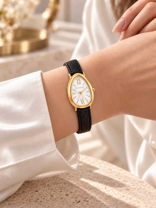Женские часы, девушек, наручные часы, с кварцевым механизмом, BVLGARI, с кожаным ремешком