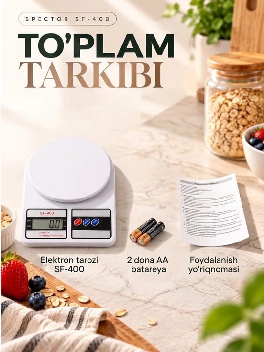 Электронные кухонные весы, 1 г - 10 кг, с батарейками