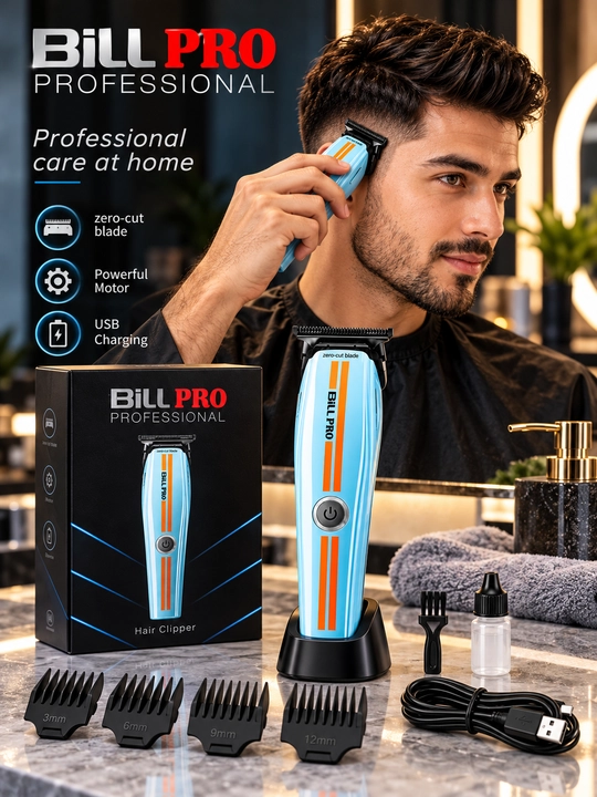 Soch olish mashinkasi, trimmer, erkaklar uchun, BiLL PRO, zero-cut, soqol olish