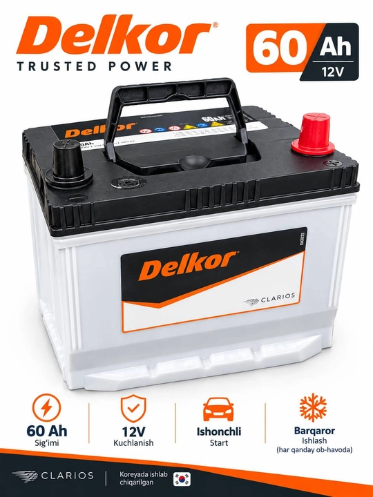 Автомобильный аккумулятор Delkor 60 Ah 12V — производство Южная Корея - 