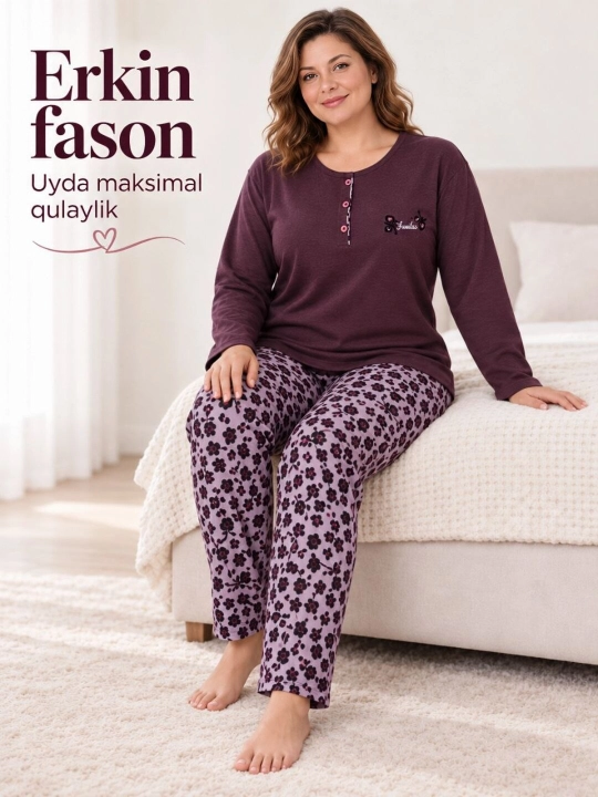 Ayollar uchun katta o‘lchamli pijama, Turkiya, 2XL–5XL