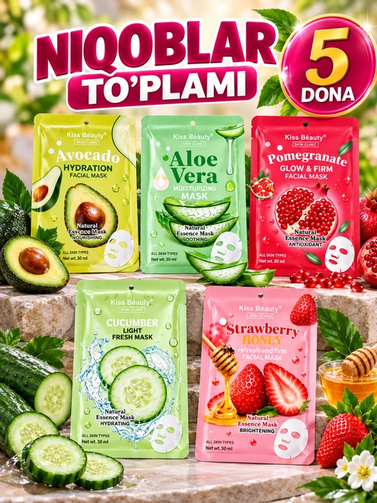 Bolalar va kattalar uchun namlovchi va oqartiruvchi yuz niqobi - 
