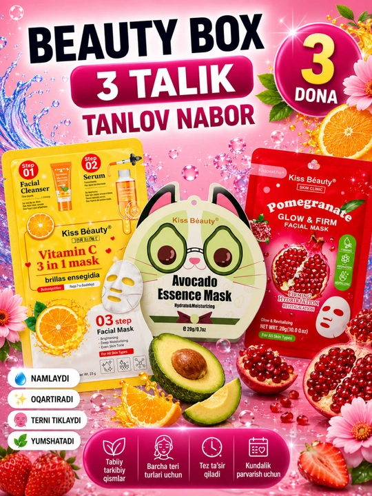 Bolalar va kattalar uchun namlovchi va oqartiruvchi yuz niqobi - 