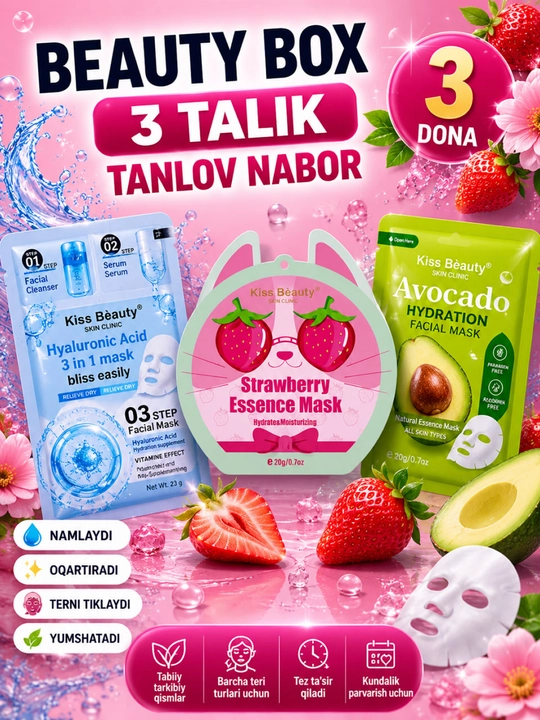 Bolalar va kattalar uchun namlovchi va oqartiruvchi yuz niqobi - 