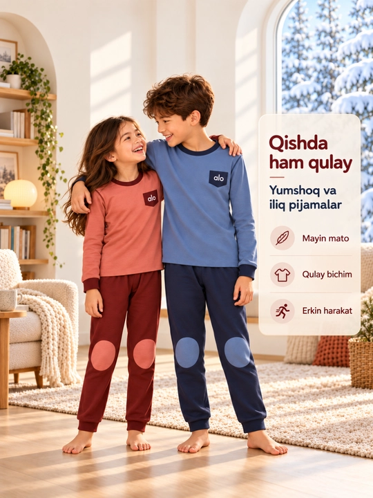 4 - 10 yoshgacha bo‘lgan o‘g‘il va qizlar uchun pijamalar, uy kiyimlari va uyqu kiyimlari