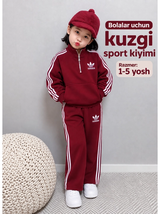 O'g'il bolalar va qizlar uchun sport kostyumi, uch qismli, 1-5 yosh