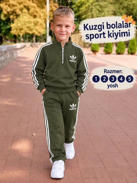 O'g'il bolalar va qizlar uchun sport kostyumi, uch qismli, 1-5 yosh