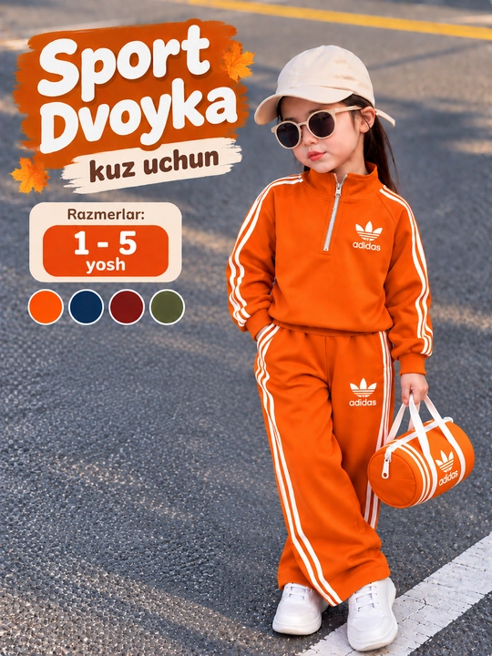 O'g'il bolalar va qizlar uchun sport kostyumi, uch qismli, 1-5 yosh - 