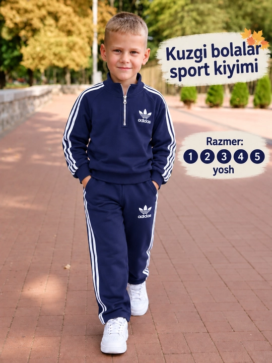 O'g'il bolalar va qizlar uchun sport kostyumi, uch qismli, 1-5 yosh