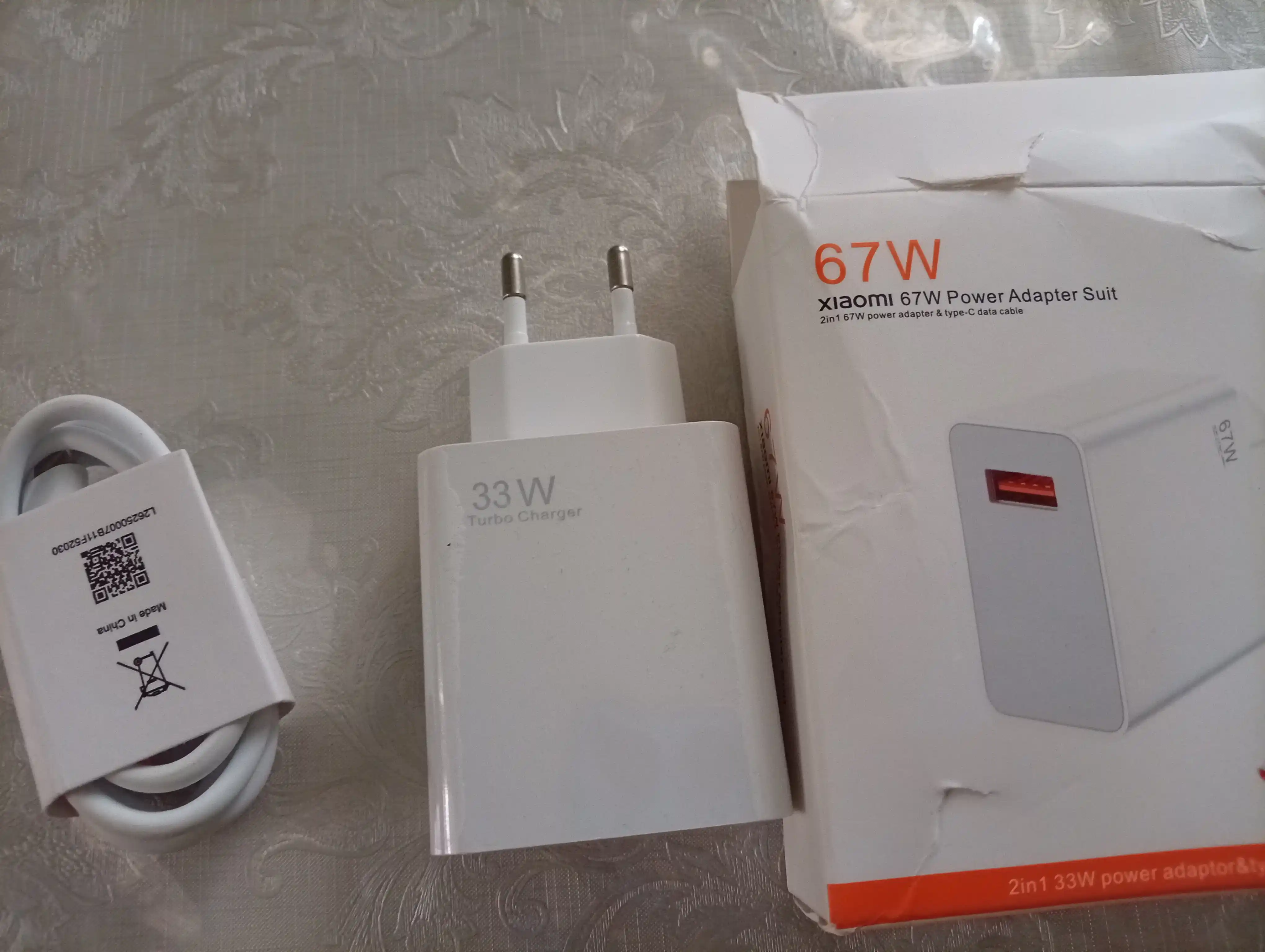 Samsung va Xiaomi Redmi uchun tezkor quvvatlash qurilmasi 120 Vt 67 Vt 33 Vt Type-C kabeli