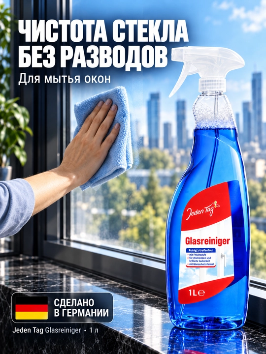 Shisha va derazalarni yuvish vositasi Jeden Tag Glasreiniger, 1 l