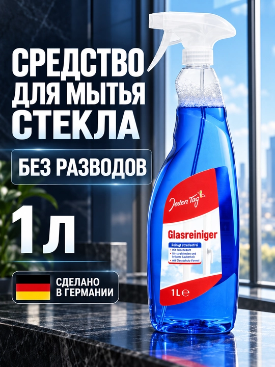 Shisha va derazalarni yuvish vositasi Jeden Tag Glasreiniger, 1 l - 
