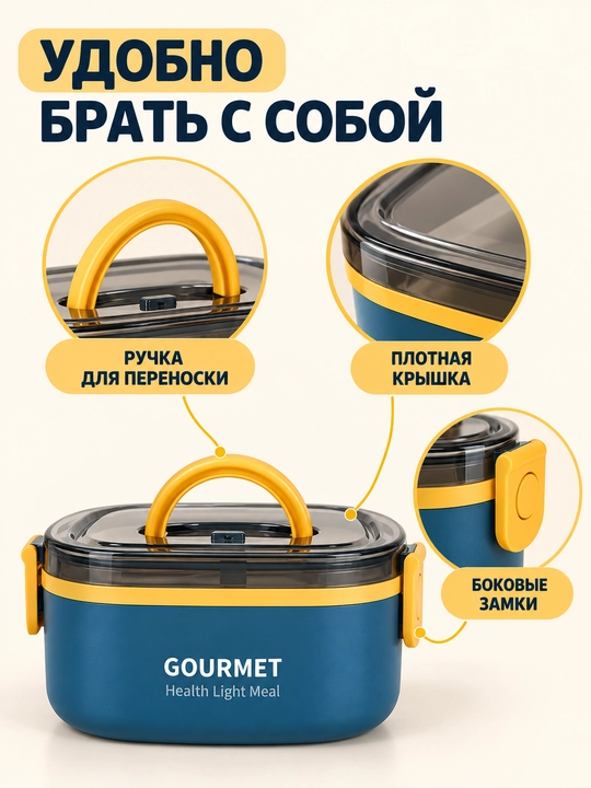 Термосы для еды, герметичные ланч - боксы, по 2 шт, в термосумке