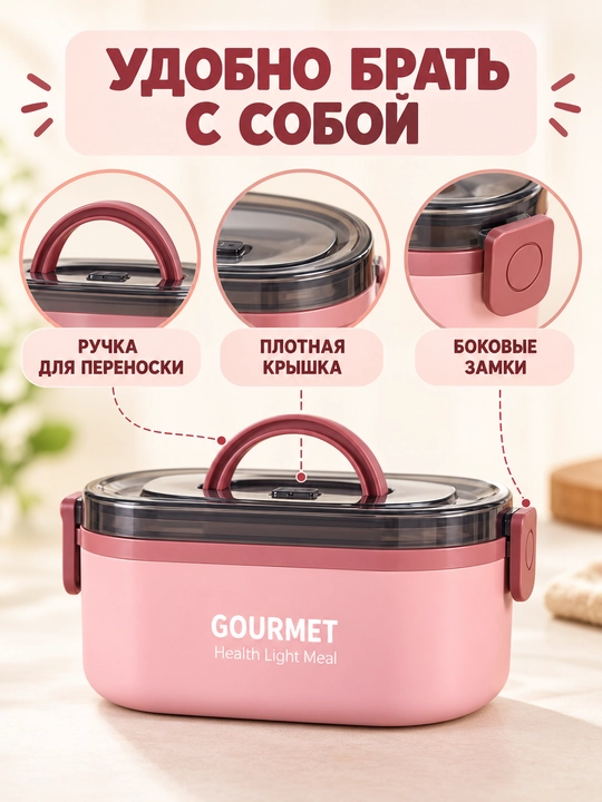 Термосы для еды, герметичные ланч - боксы, по 2 шт, в термосумке